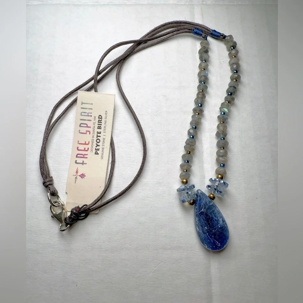 Peyote Bird Necklace 18in Artisan‎ Genuine Stone Sterling Silver Leather Cord